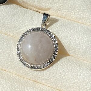 Rose quartz cz gemstone necklace pendant